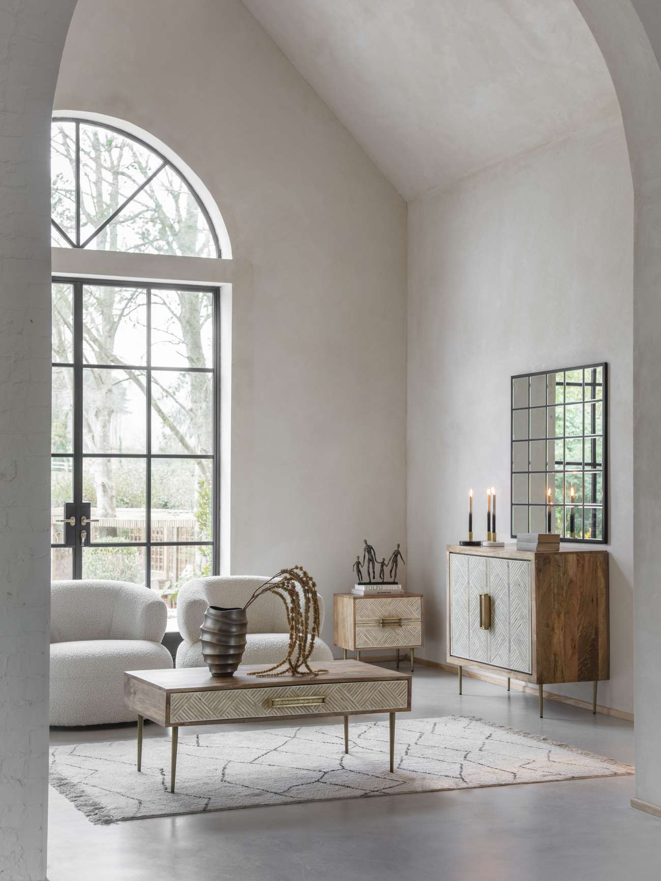 Libra Interiors Luna Occasional Chair in Ivory Boucle