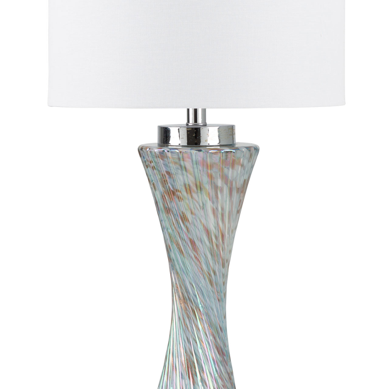 Brianna Blue Twisted Glass Tall Table Lamp with White Shade