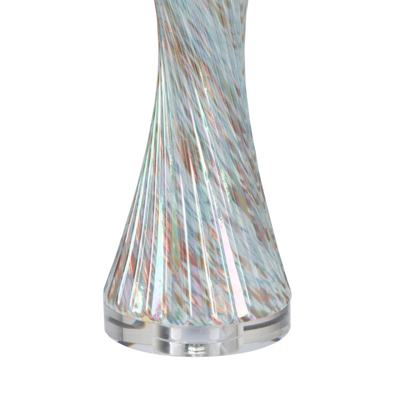 Brianna Blue Twisted Glass Tall Table Lamp with White Shade