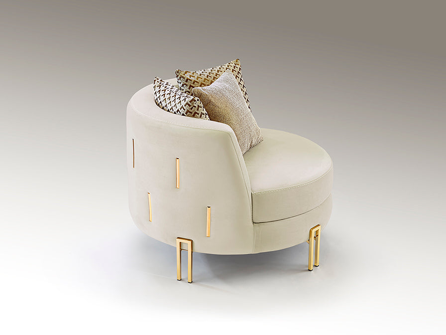 Signature Collection Viena Soft Velvet Upholstered Armchair - Ivory