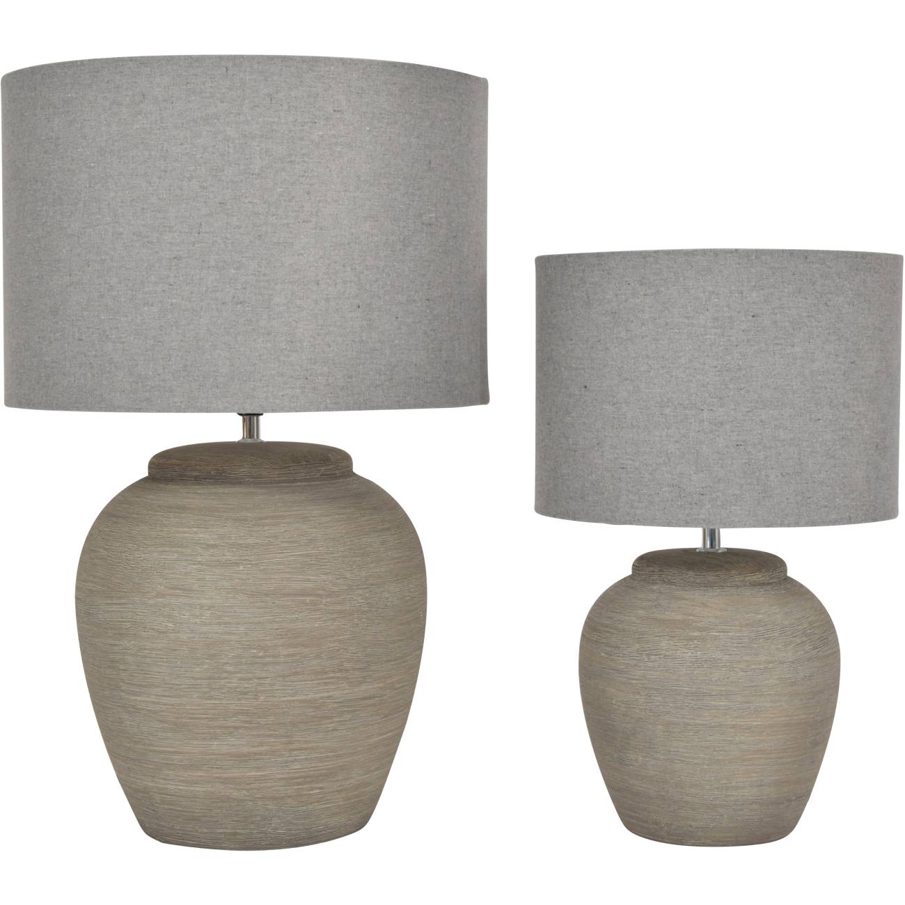 Baslow Etched Grey Small Ceramic Lamp with Shade - 28 x 28 x 43