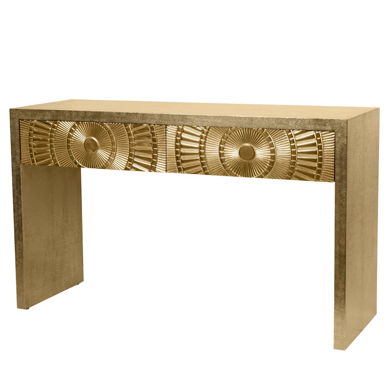Calido Gold Embossed Metal Console Table