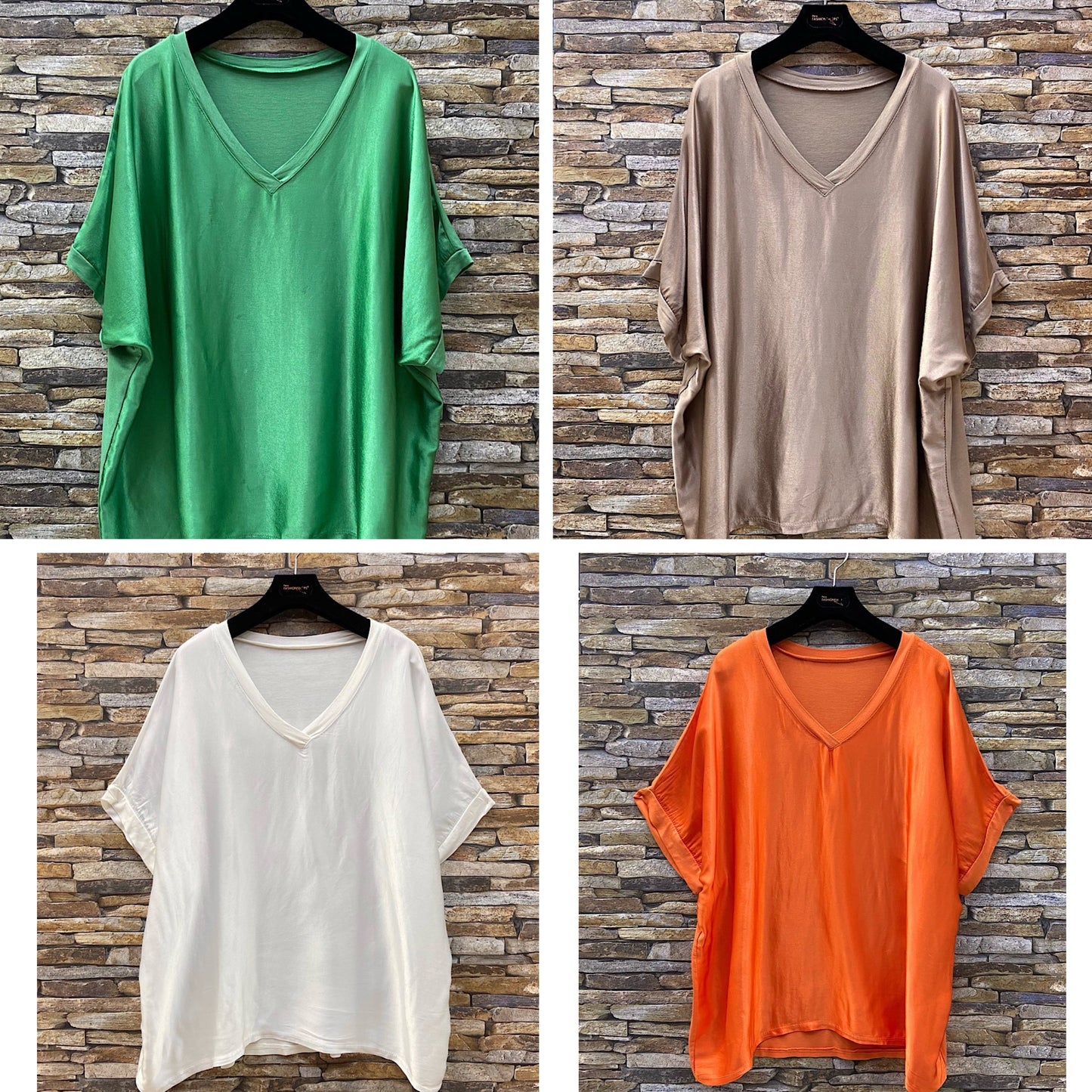 Satin Front Short Sleeve Top