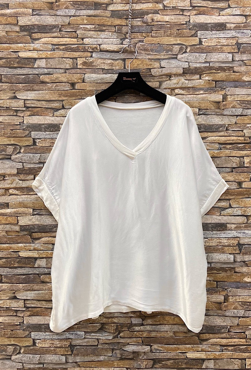 Satin Front Short Sleeve Top