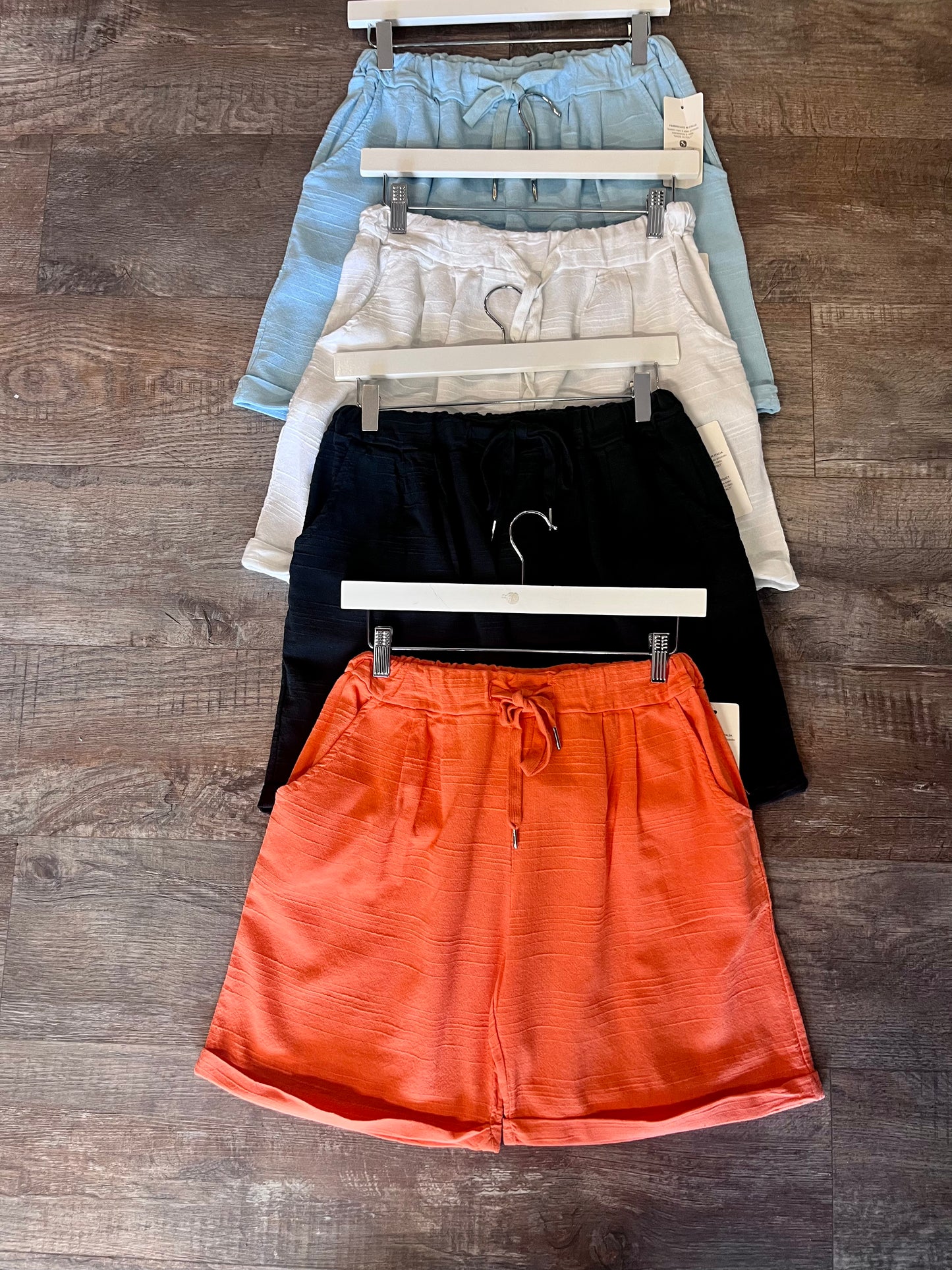 Made in Italy Elasticated Waist Linen Blend Shorts