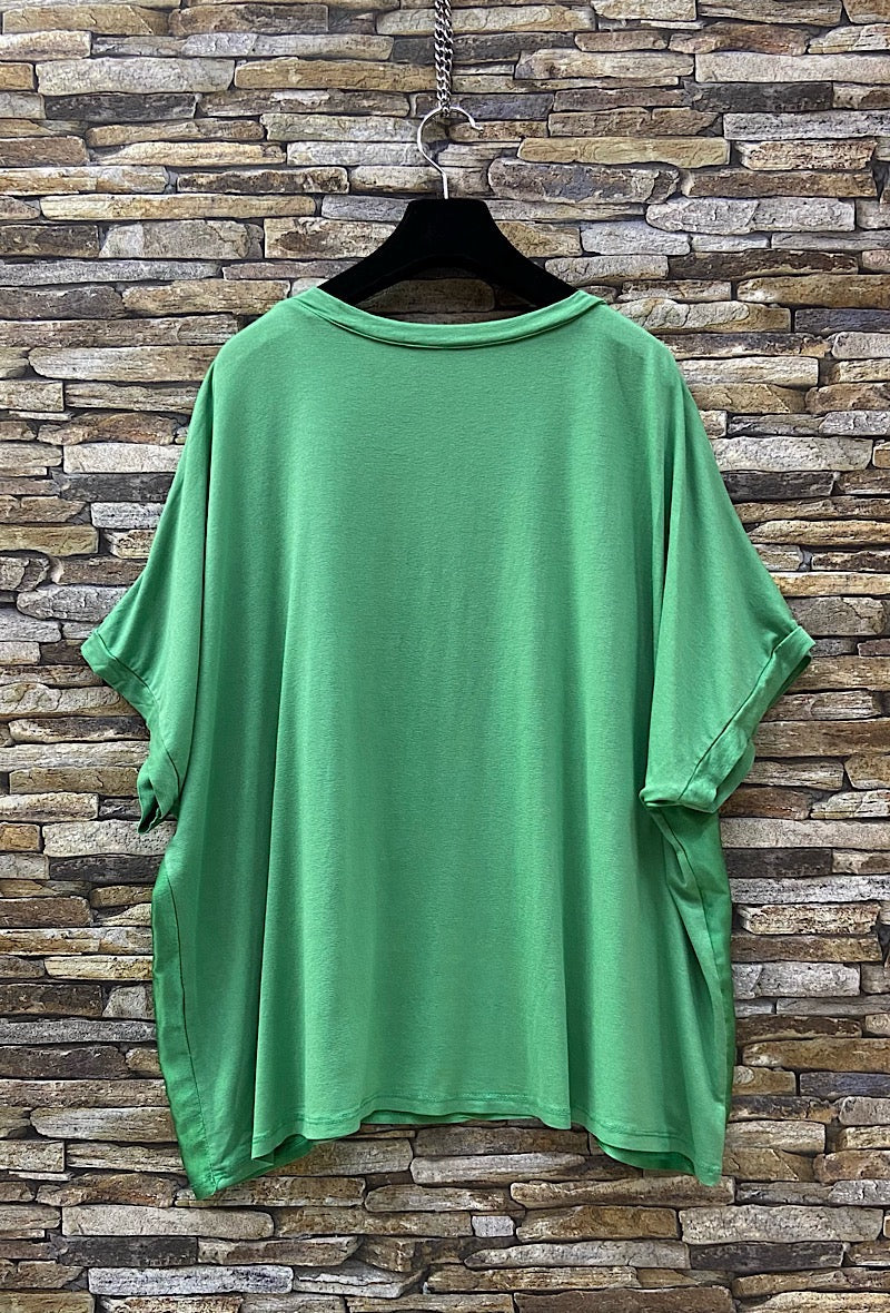 Satin Front Short Sleeve Top