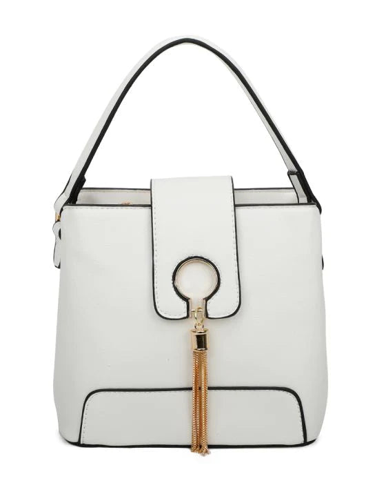 Gold Tassel Fold Over Handbag
