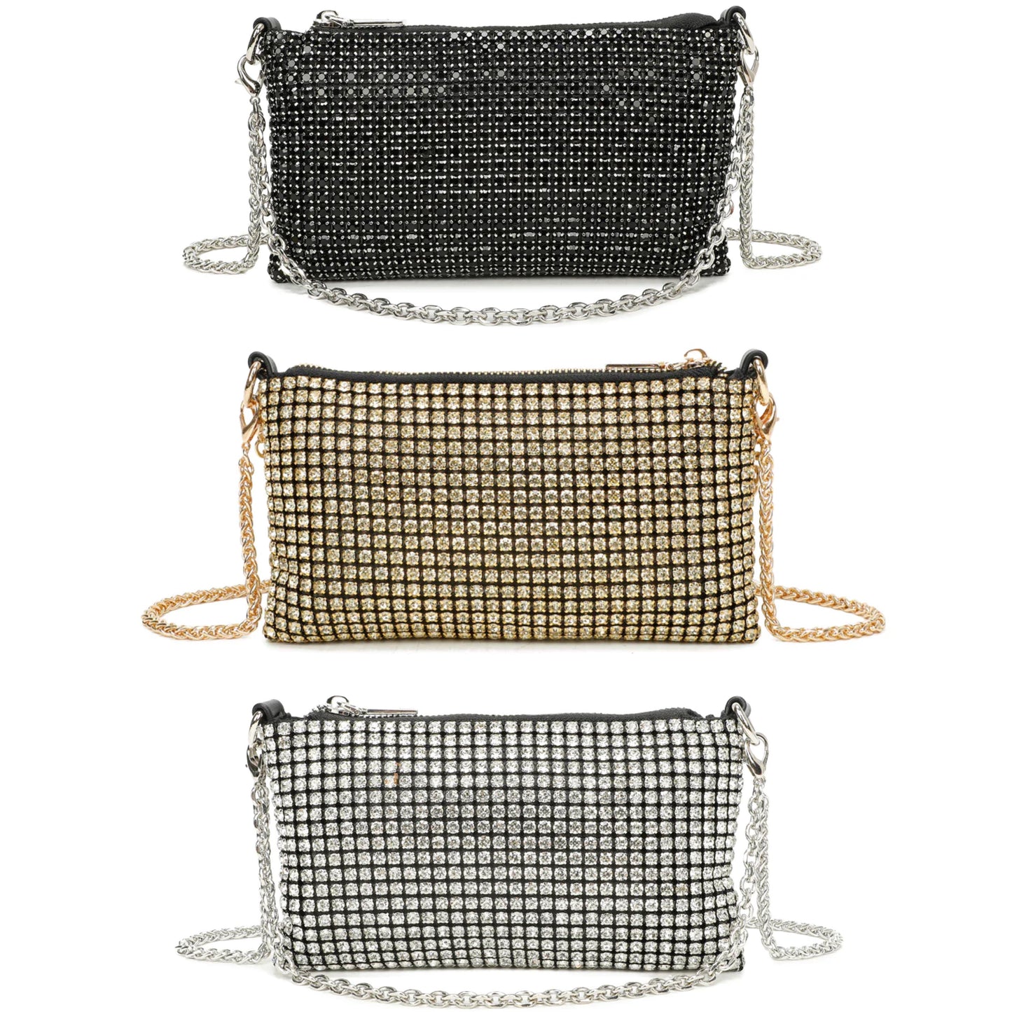 Sequin Evening Bag with Chain Strap