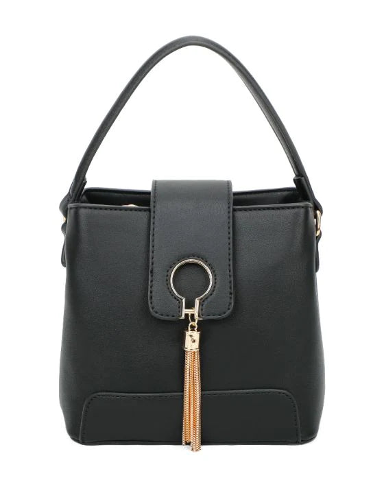 Gold Tassel Fold Over Handbag