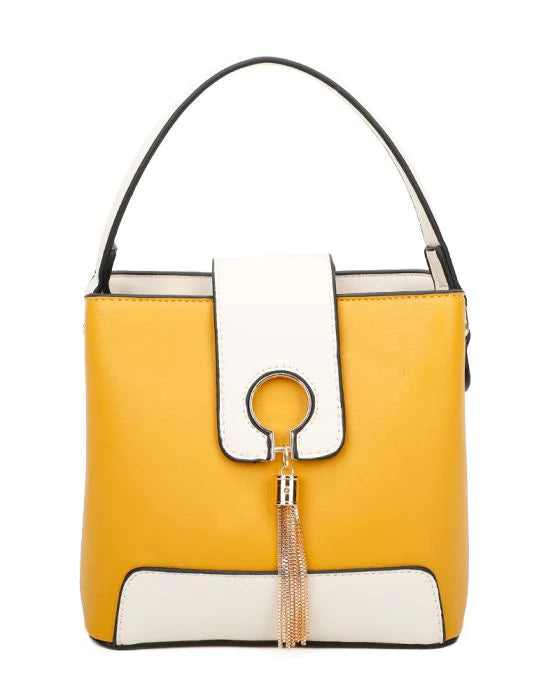 Gold Tassel Fold Over Handbag
