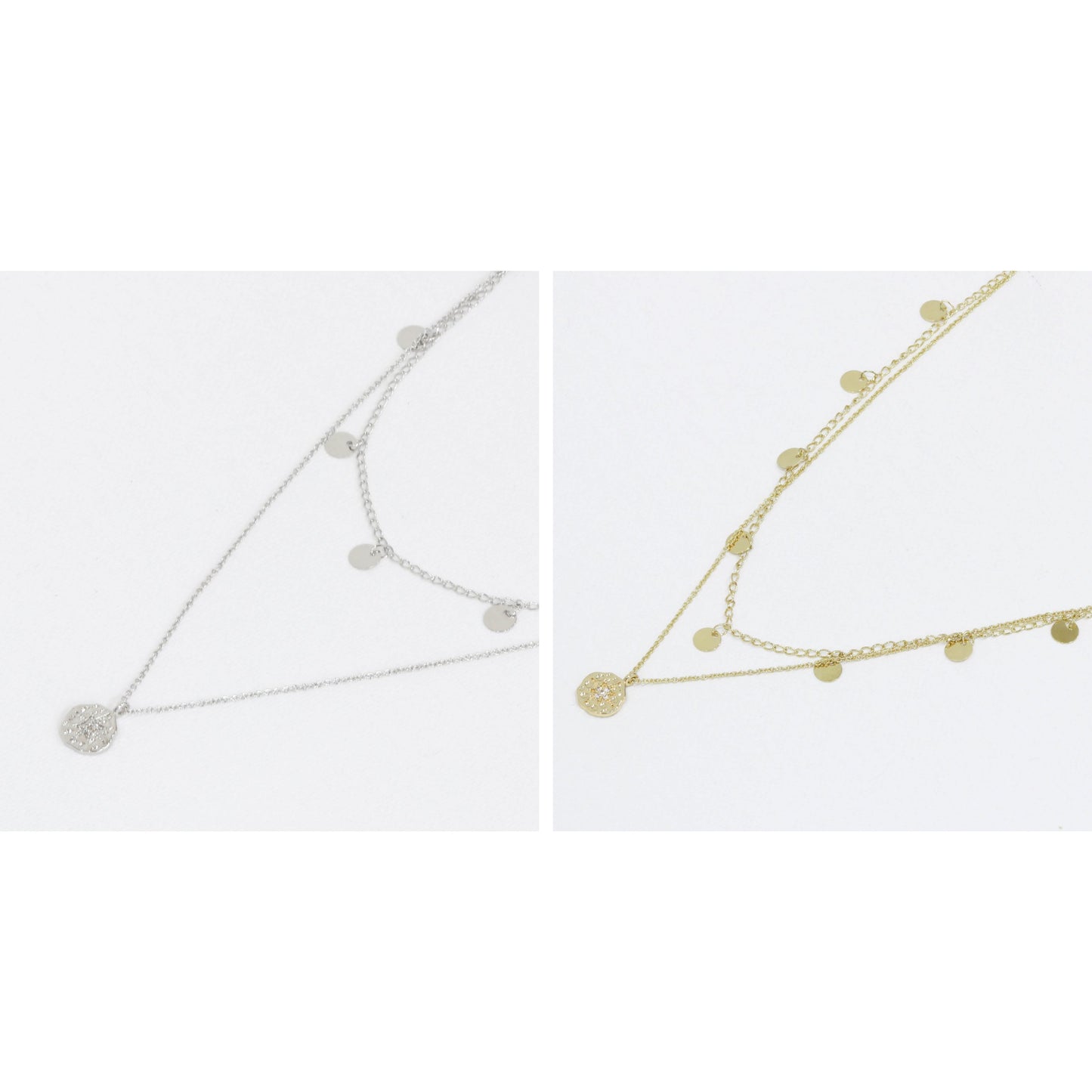 2 Row Star Encrusted Charm Necklace