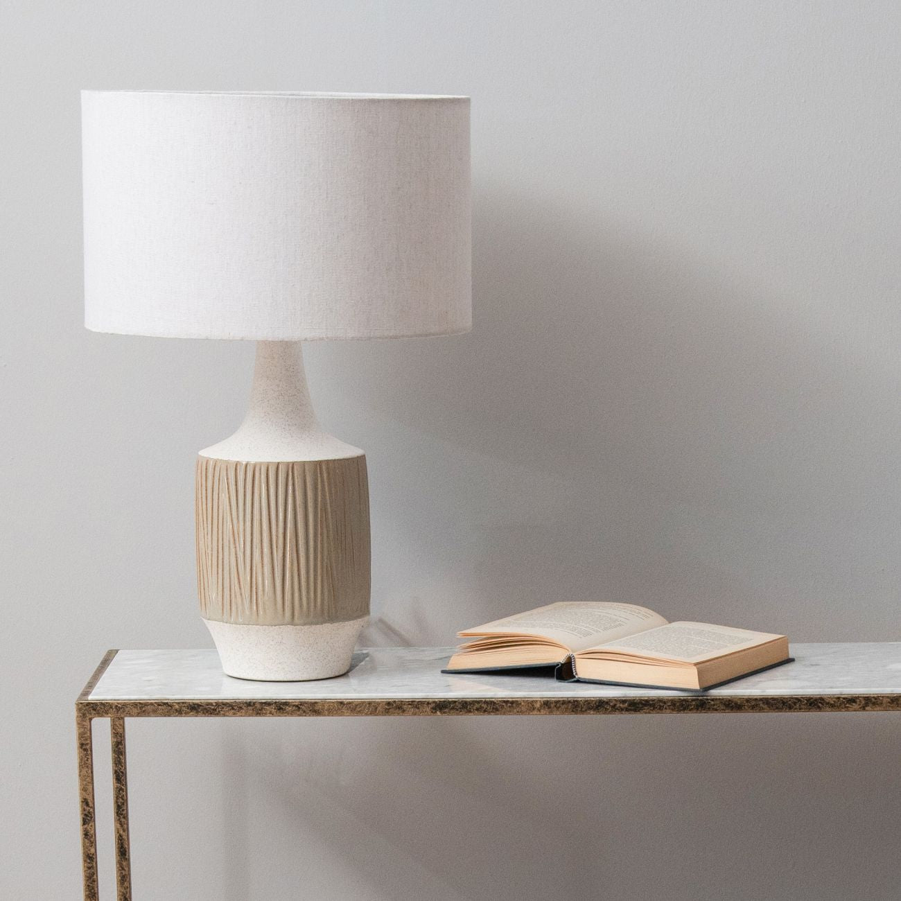 Porcelain Reeds Lamp With Shade - 35 x 35 x 52.5