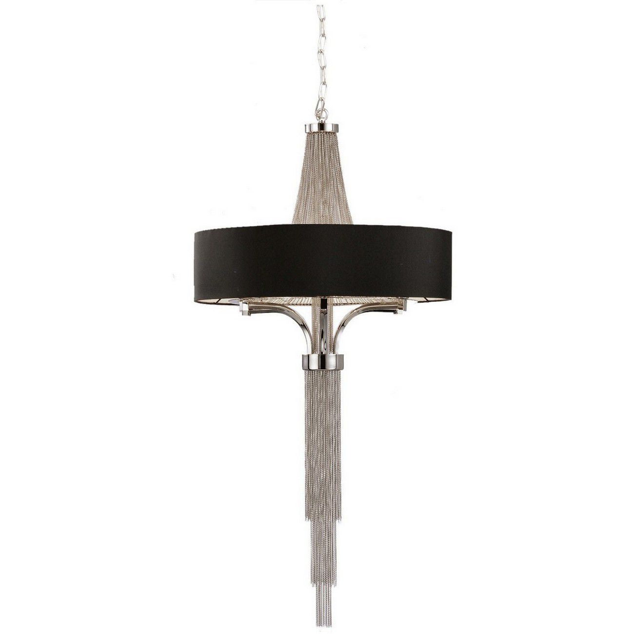 Chain Detail Chandelier - Nickel With Black Shade