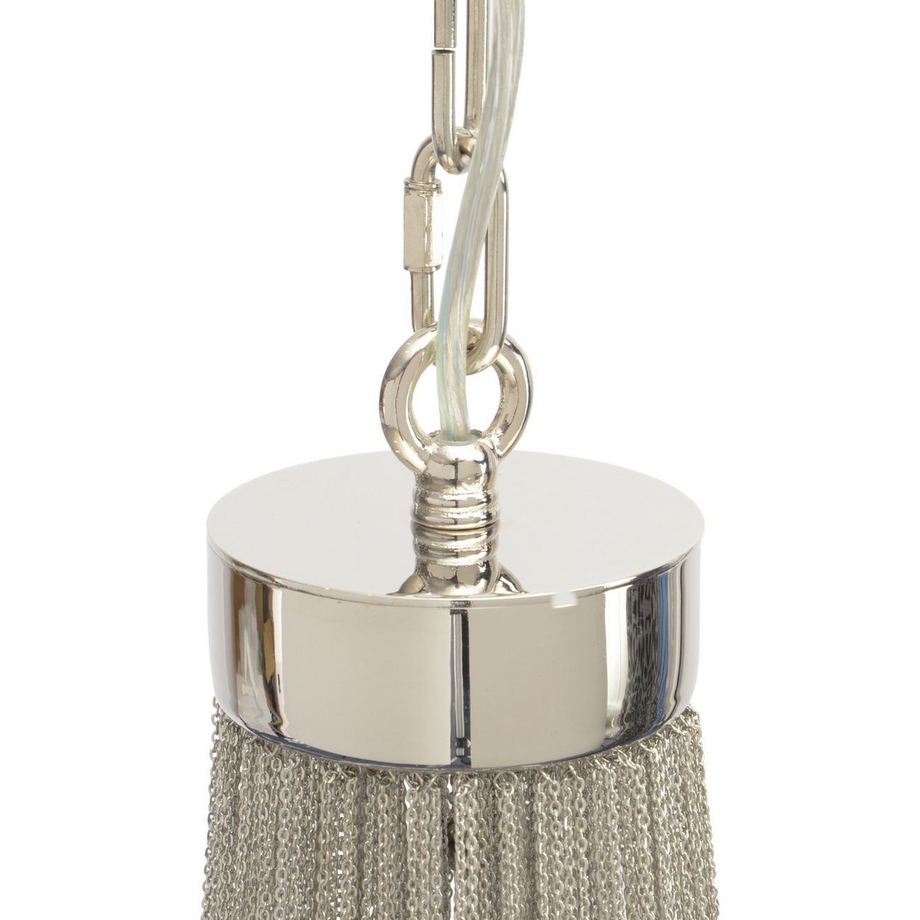 Chain Detail Chandelier - Nickel With Black Shade