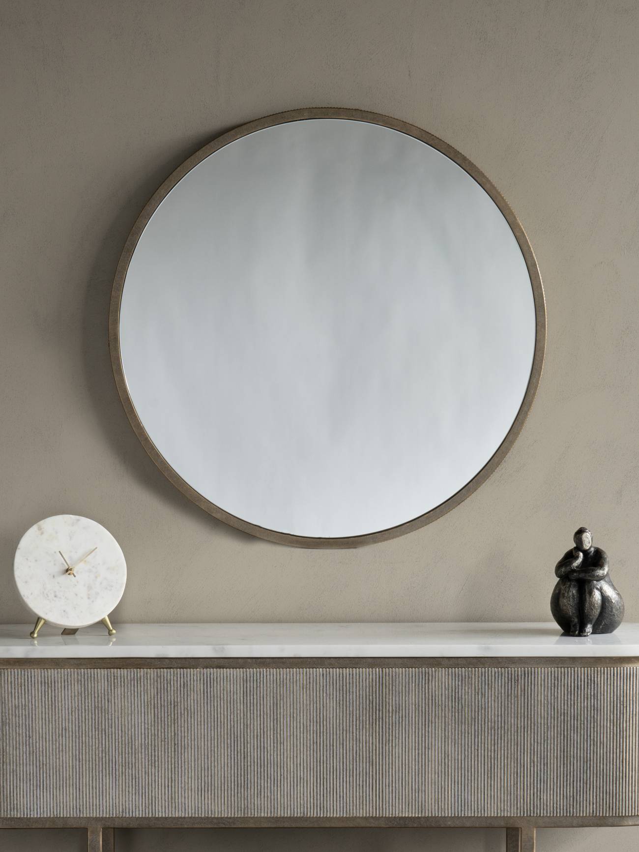 Belvedere Aged Gold Round Mirror 80x80cm