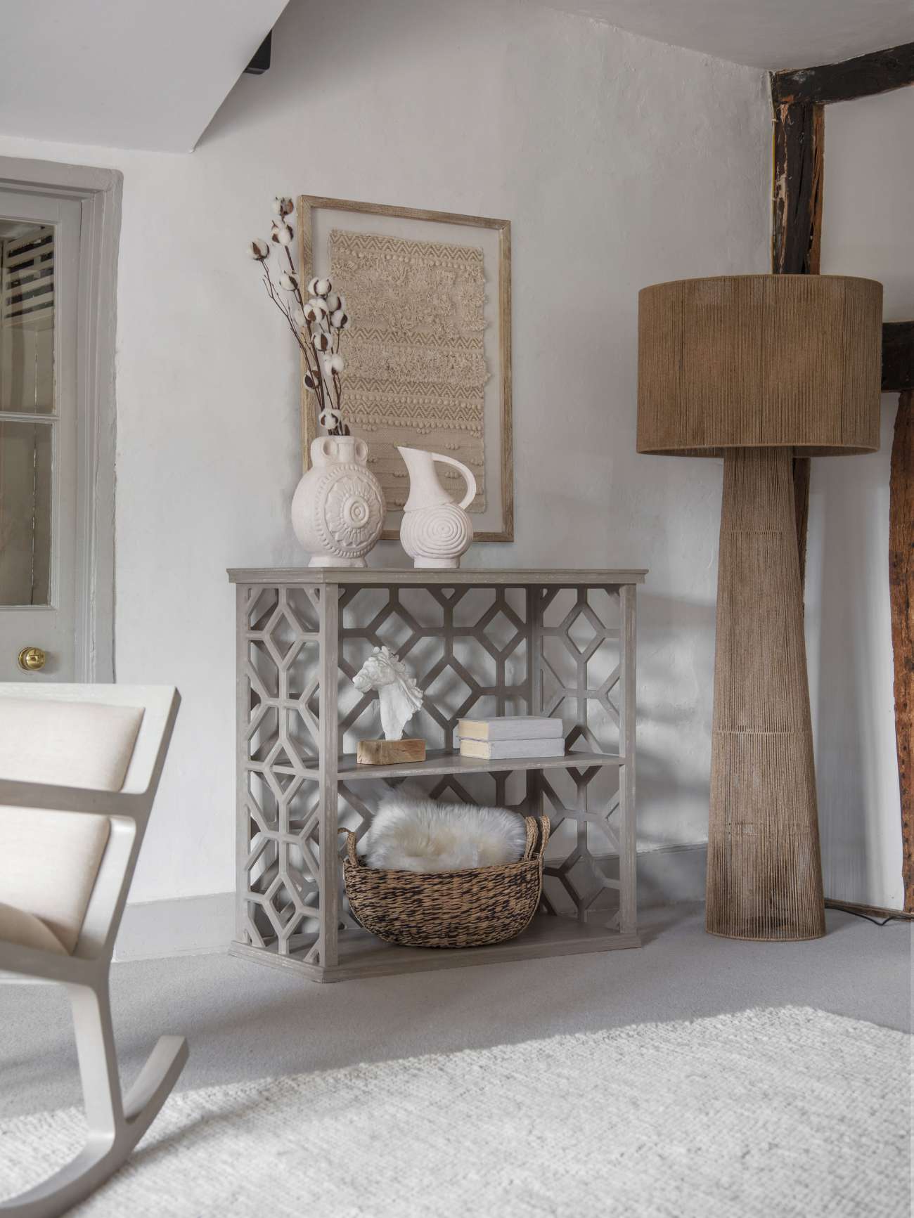 Jute Floor Lamp with Large Jute Shade - 160cm