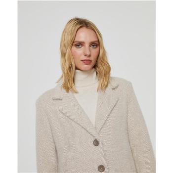 Paz Torras Soft Touch Lined Oatmeal Chevron Coat