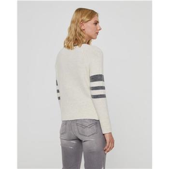 Paz Torras Grey Accent Cream Long Sleeve Sweater