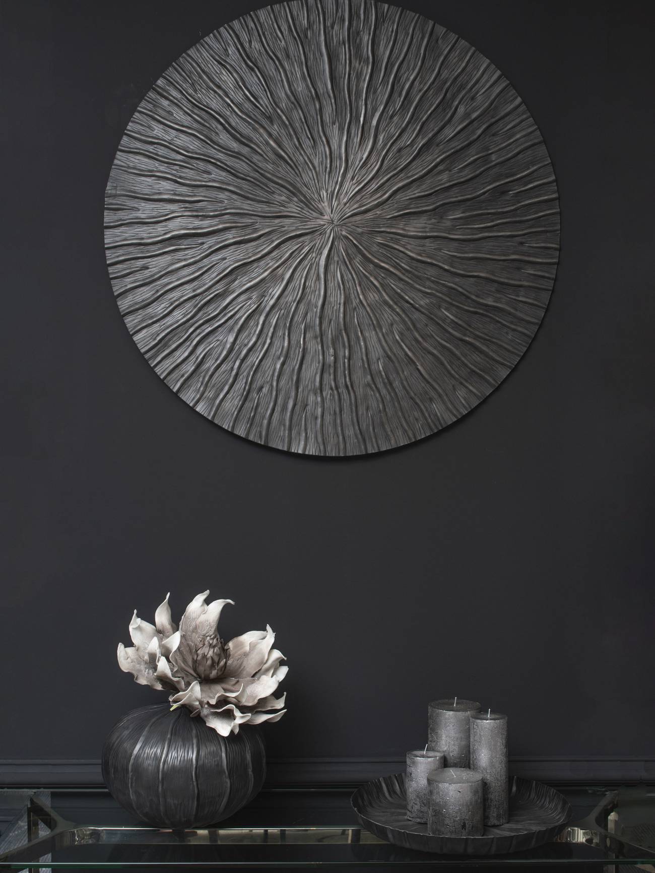 Inca Large Black Wall Art Disc - 92cm
