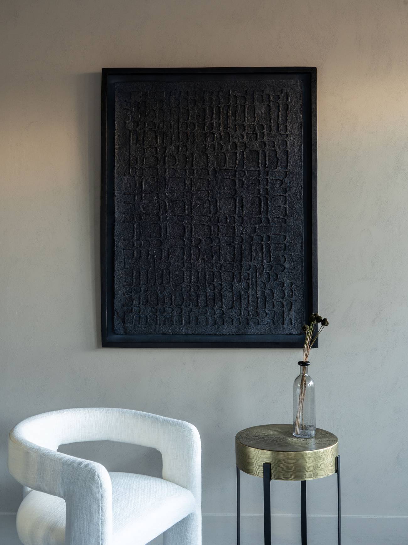 Trenton Large Black Wall Art - 100 x 130 - Papier Mache 1
