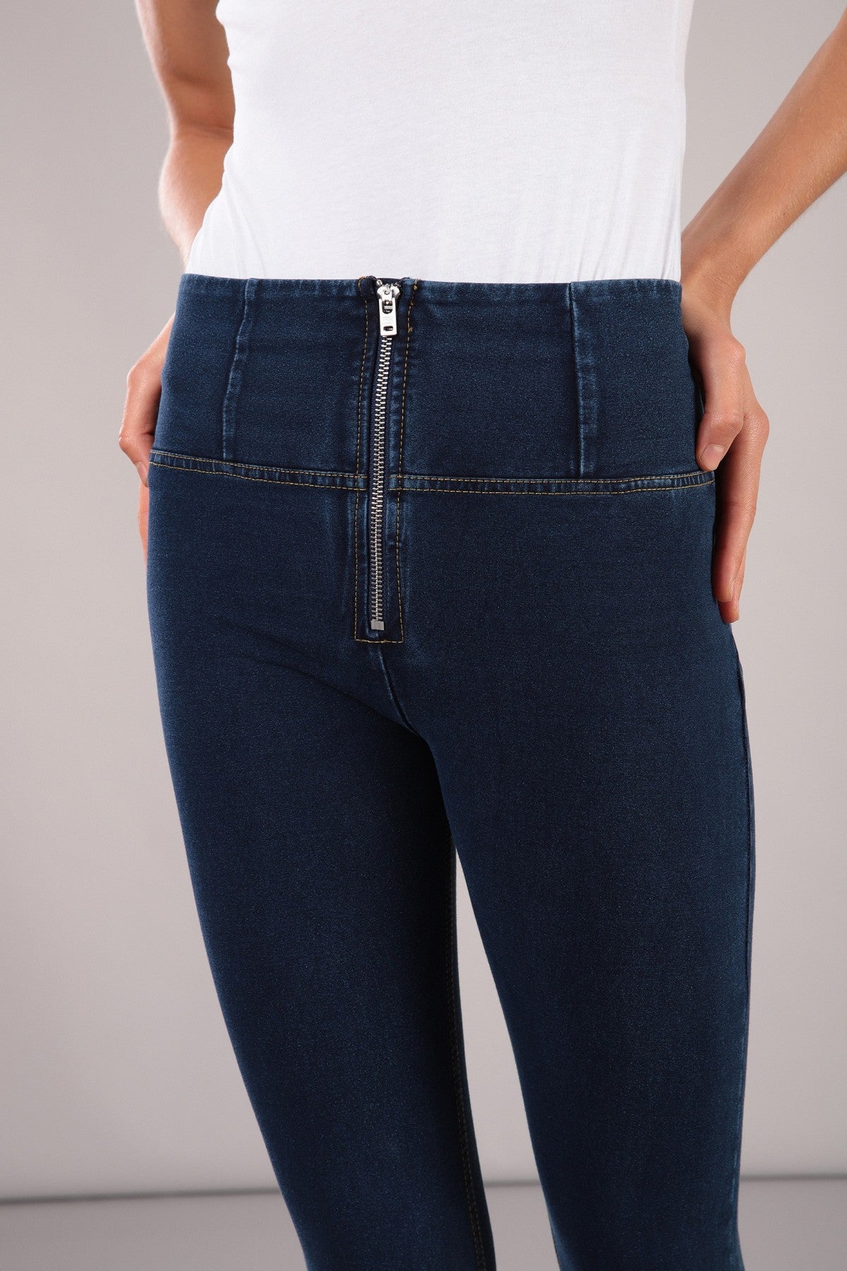 Freddy High Rise Denim - Skinny Yellow Stitch