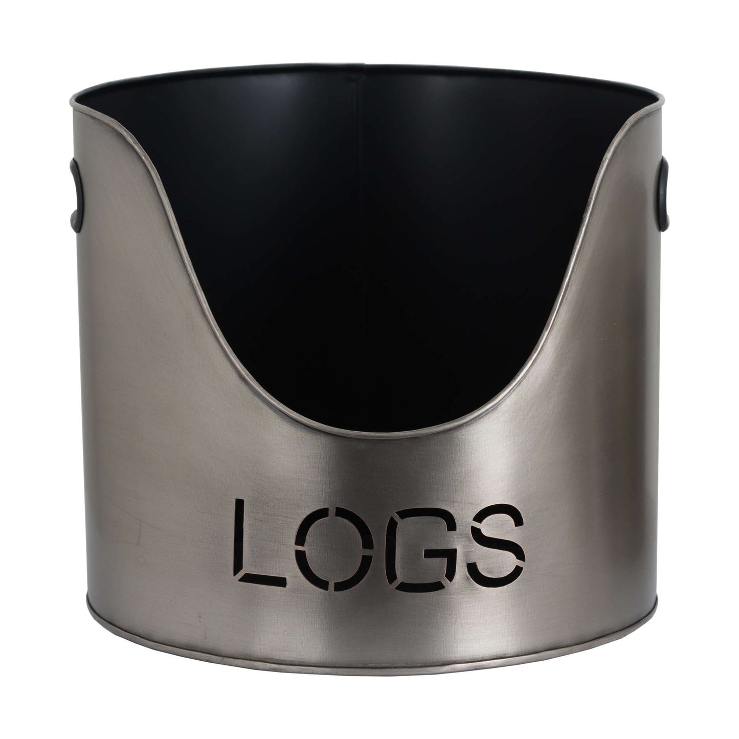Pewter Finish Logs And Kindling Bucket & Matchstick Holder