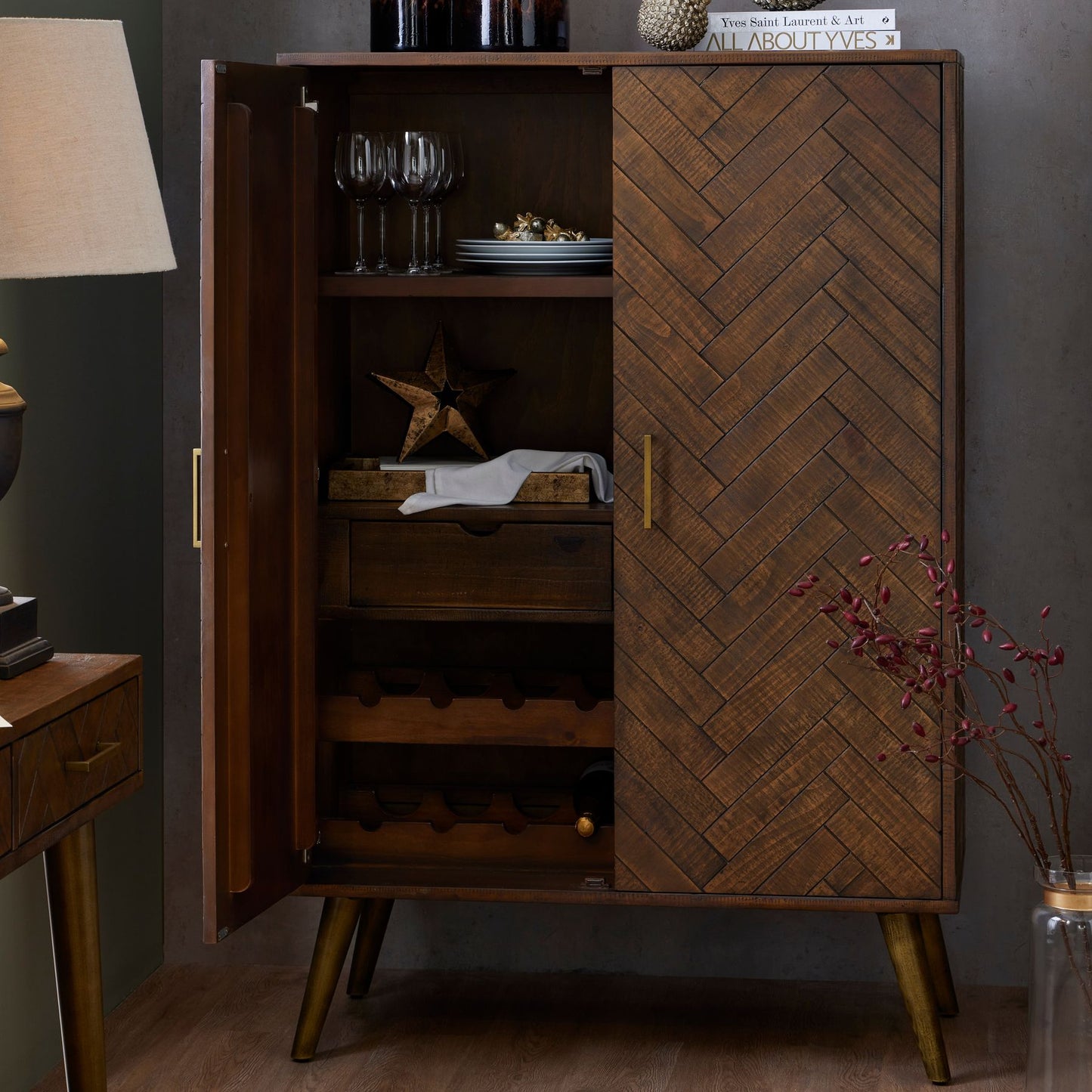Baltimore Parquet Gold Drinks Cabinet