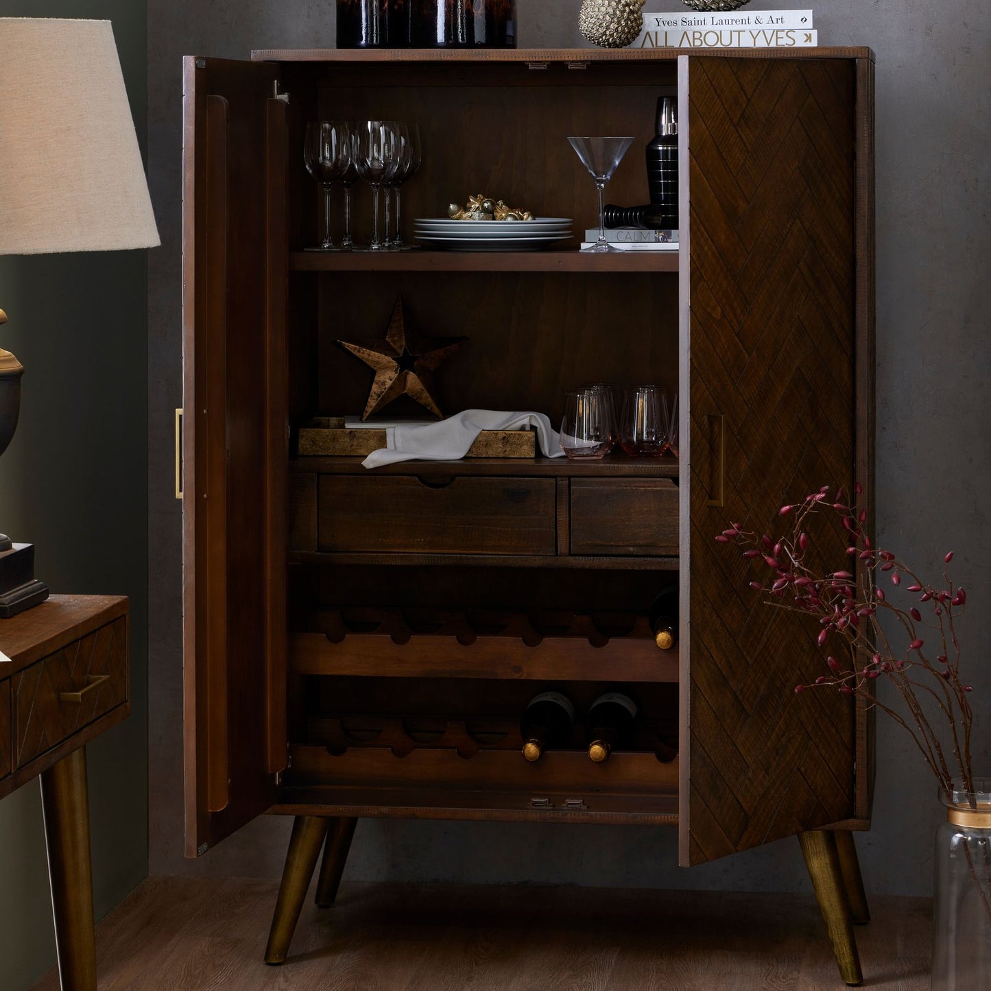 Baltimore Parquet Gold Drinks Cabinet