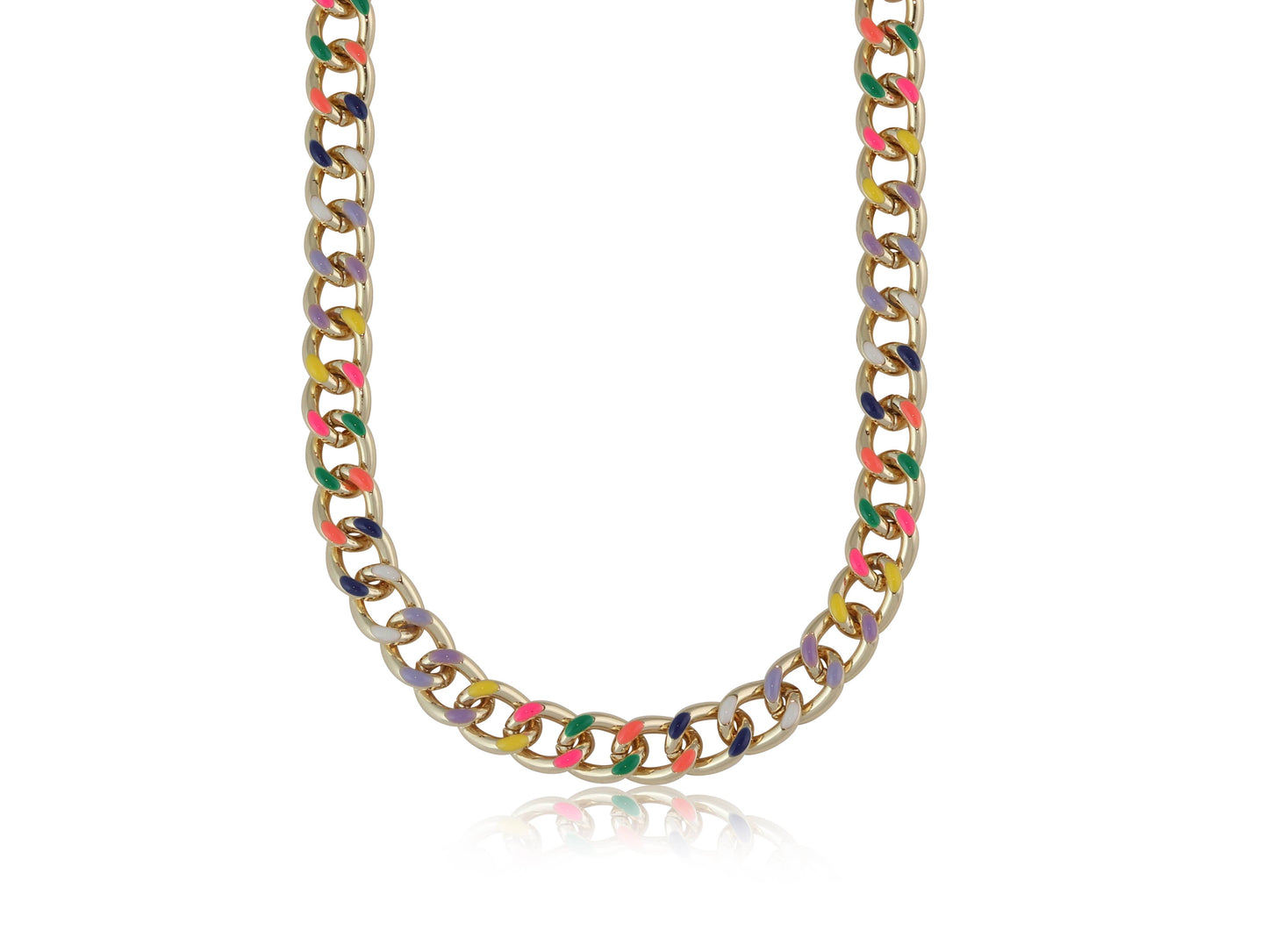 MULTI COLOURED CURB CHAIN NECKLACE