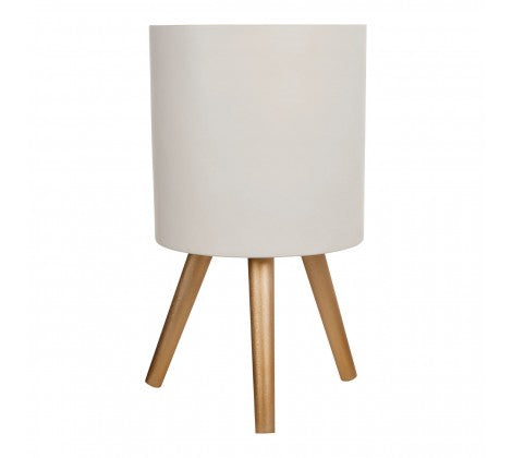 Large White Planter with Gold Tripod Legs