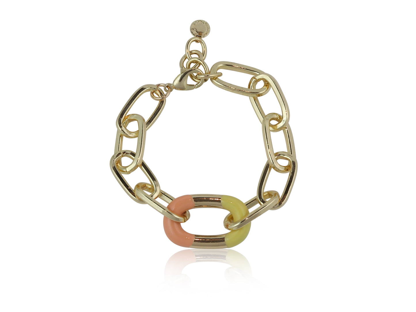 COLOUR BLOCK ENAMELLED BRACELET - Peach/ Yellow