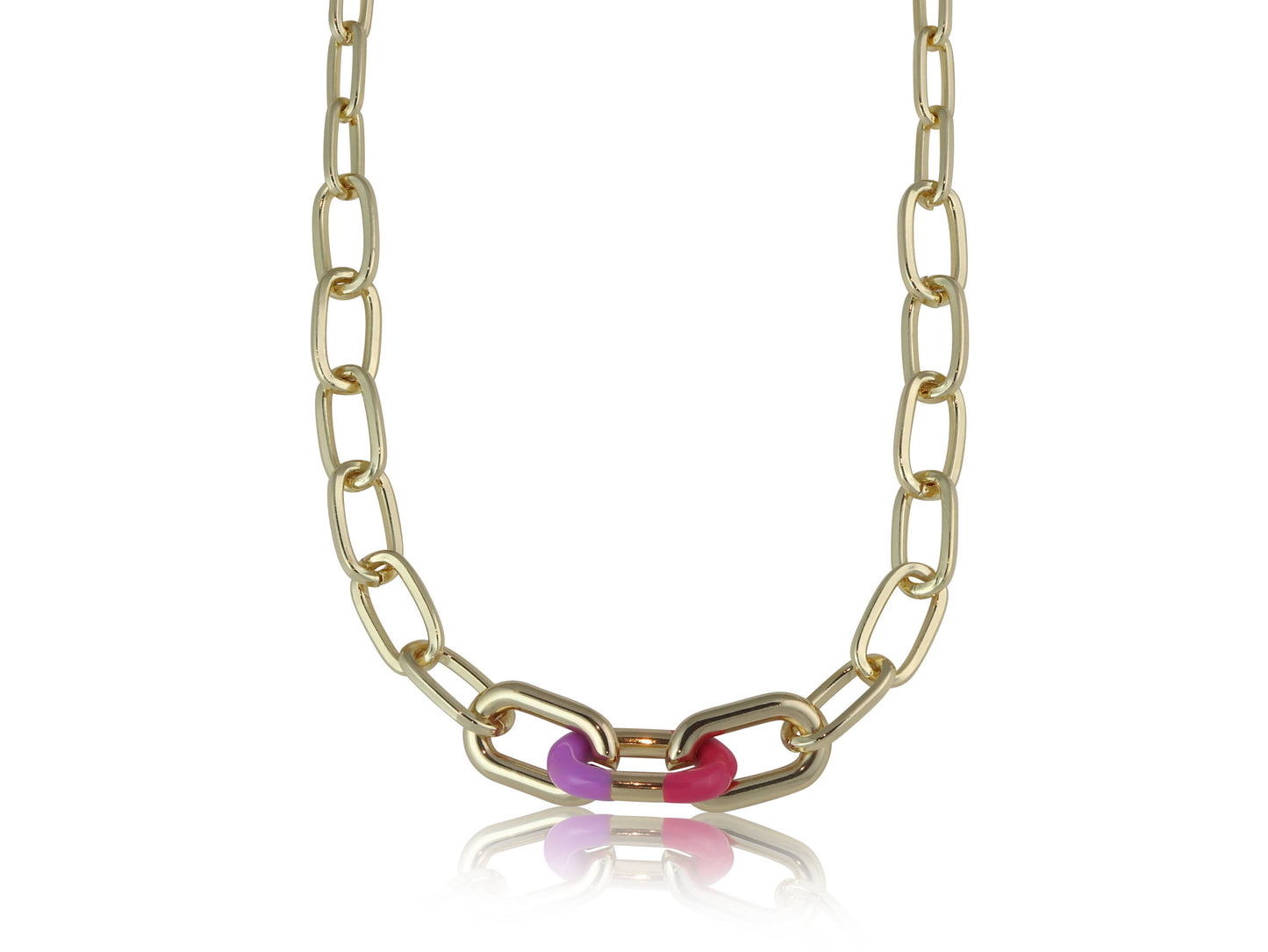 COLOUR BLOCK ENAMELLED NECKLACE - Pink/Lilac