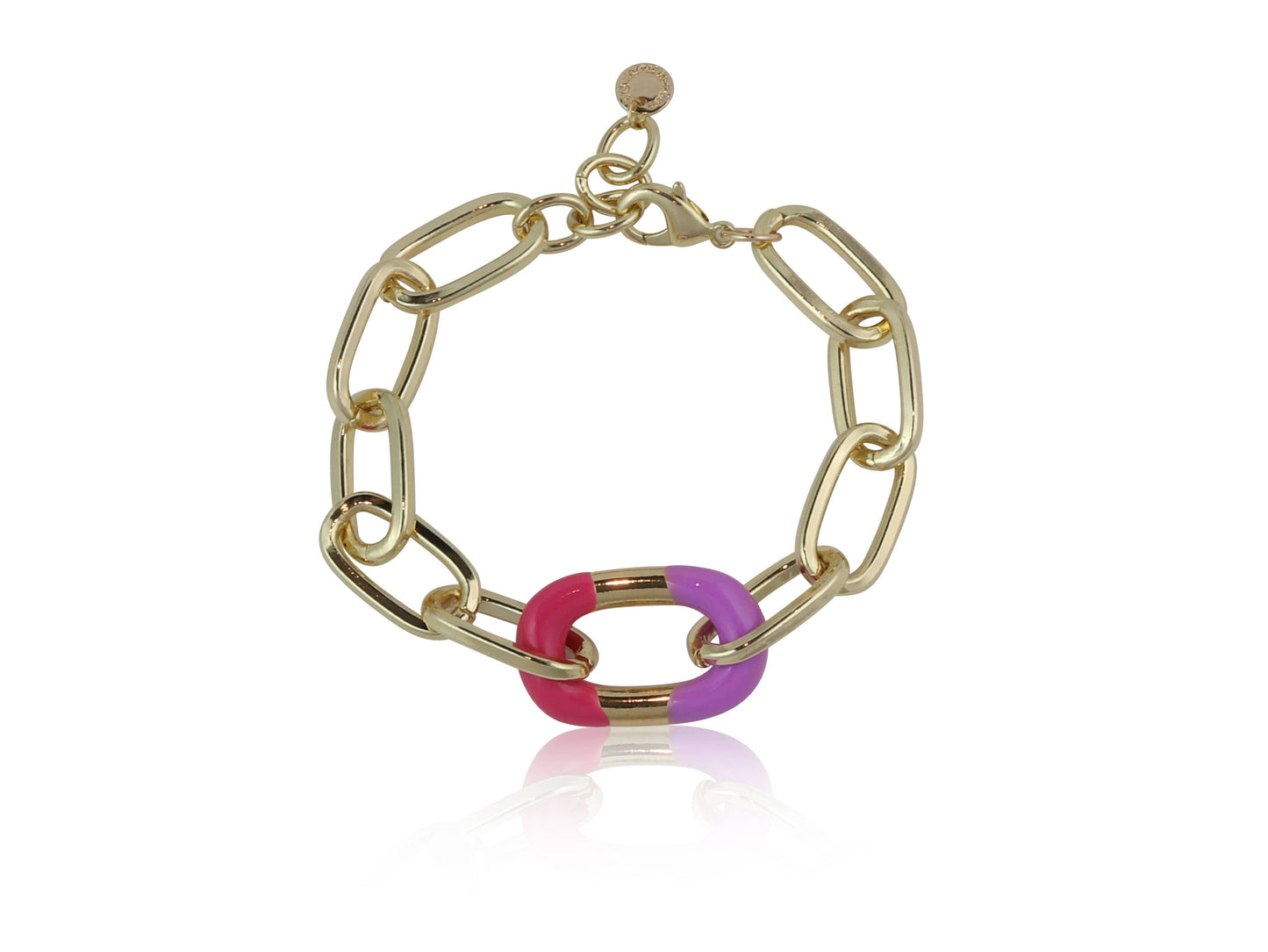 COLOUR BLOCK ENAMELLED BRACELET - Pink/ Lilac