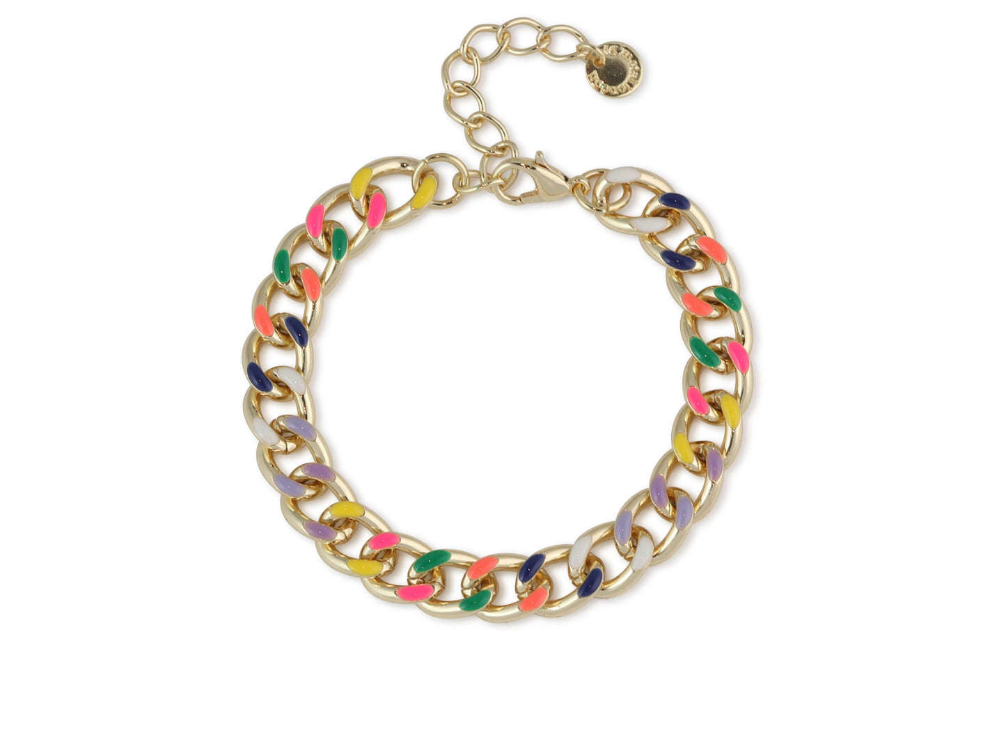MULTI COLOURED CURB CHAIN BRACELET