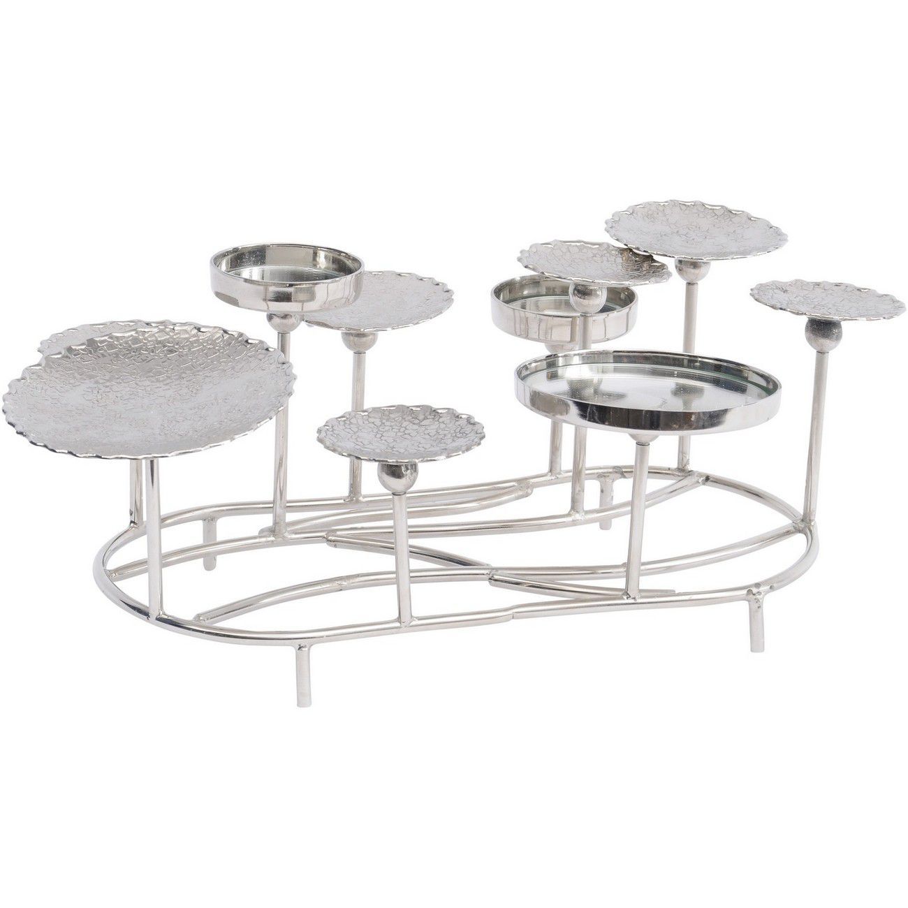 Lily Pad Polished Silver Aluminium Pillar Candle Holder