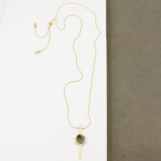Geometric semi precious pendant long necklace