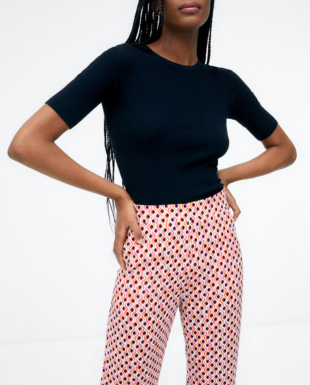 Surkana Straight Pants with Elasticated Waist - Red