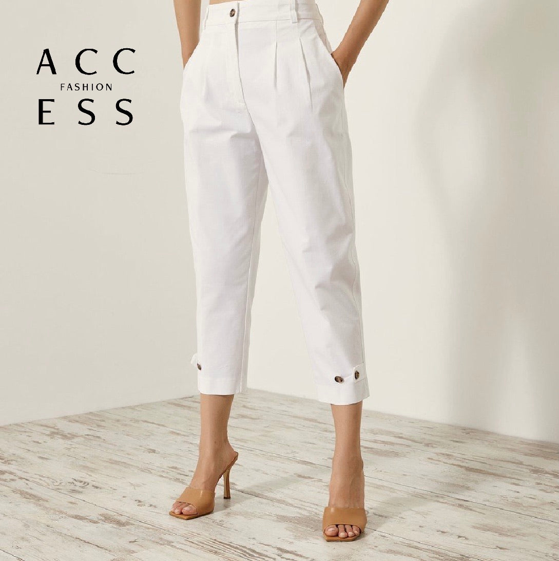 Access Cropped Trousers with Button Hem Detail