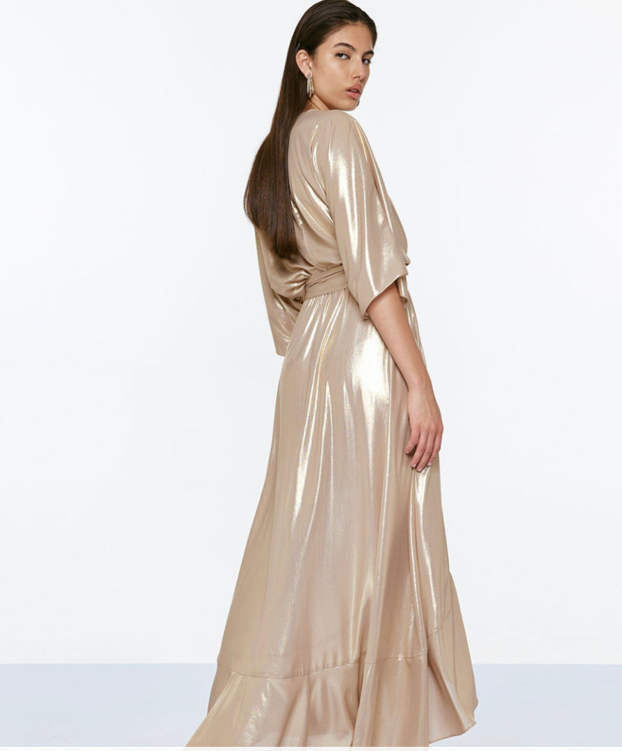 Access fashion shimmer soft fabric cross over dress
