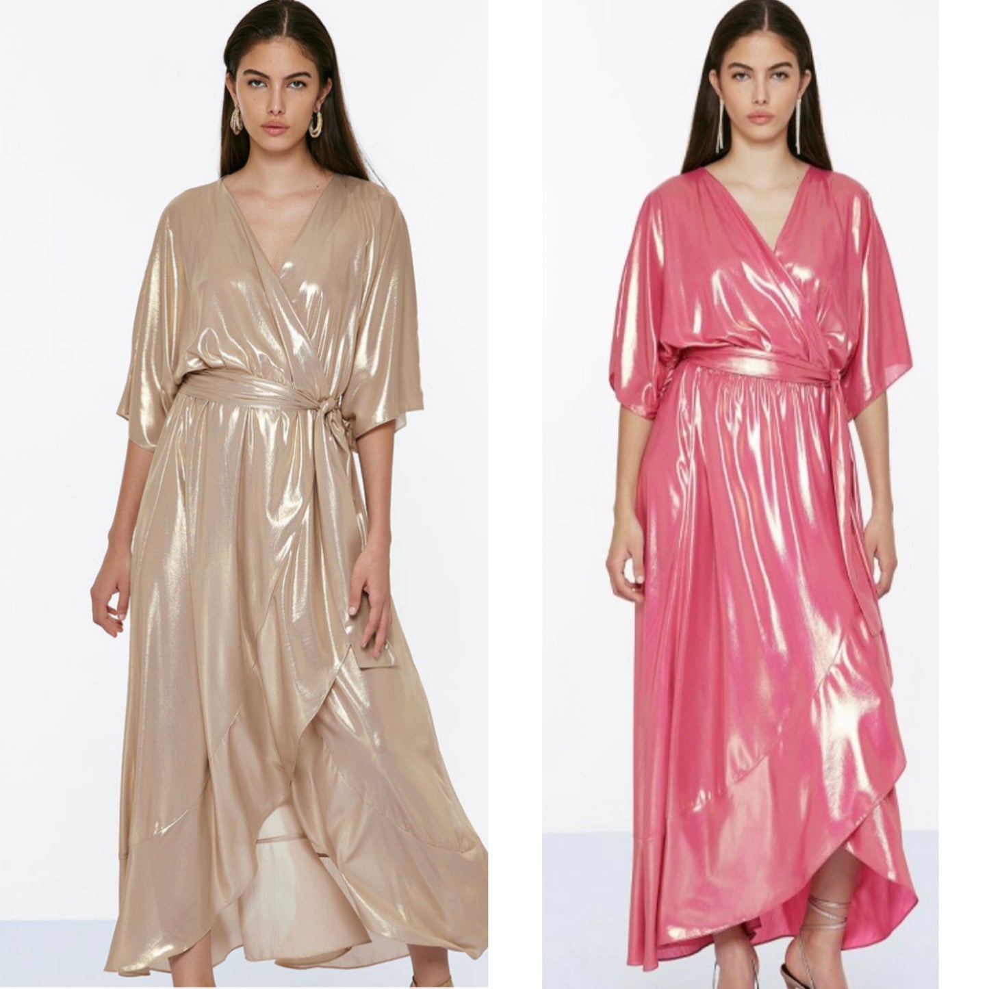 Access fashion shimmer soft fabric cross over dress
