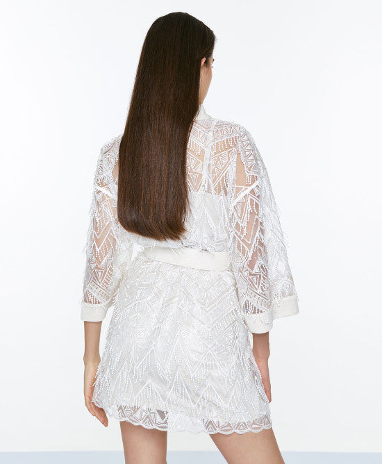 Access fashion Chemise Lace dress with Textured accents