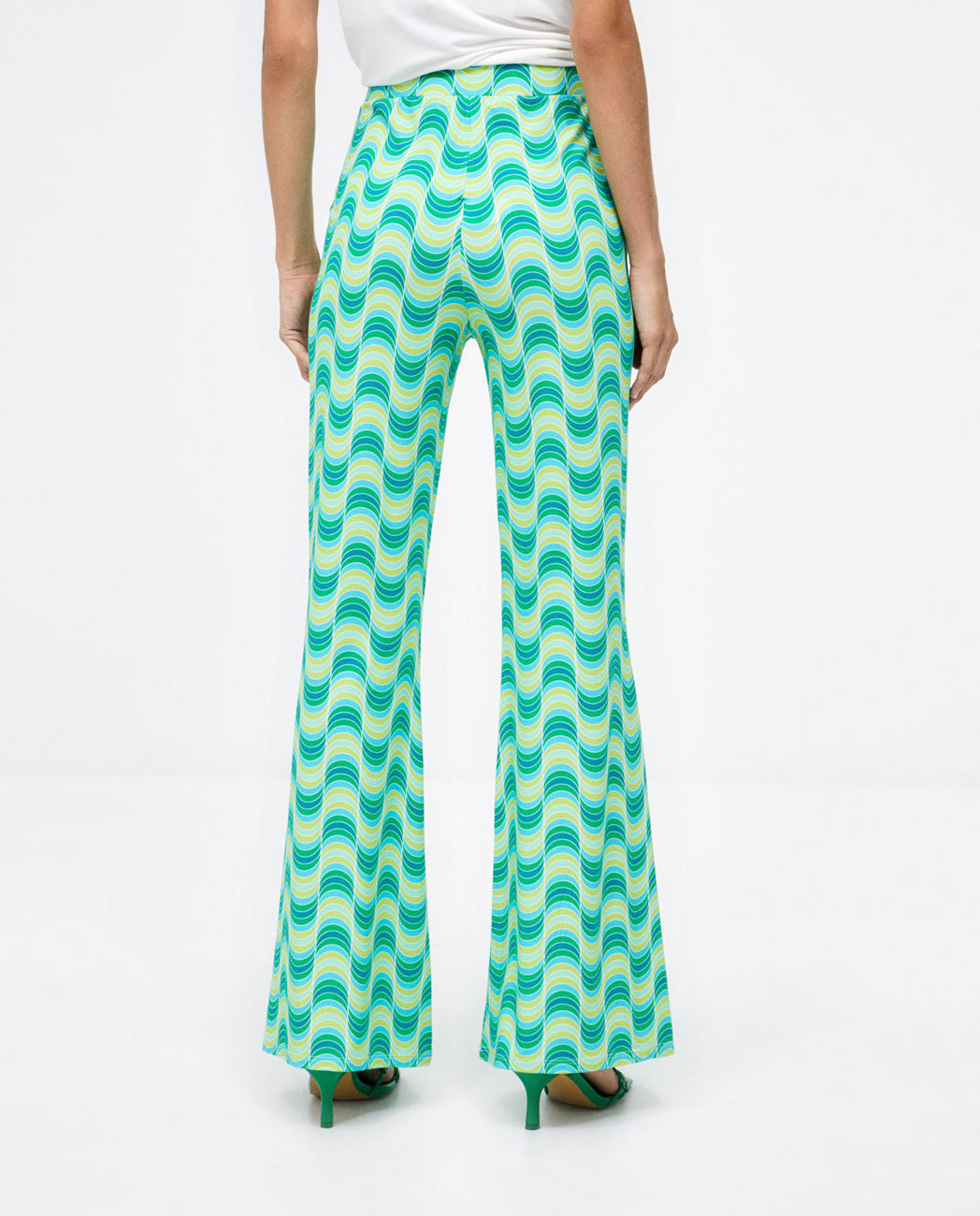 Surkana Retro Print Stretch Flared Trousers