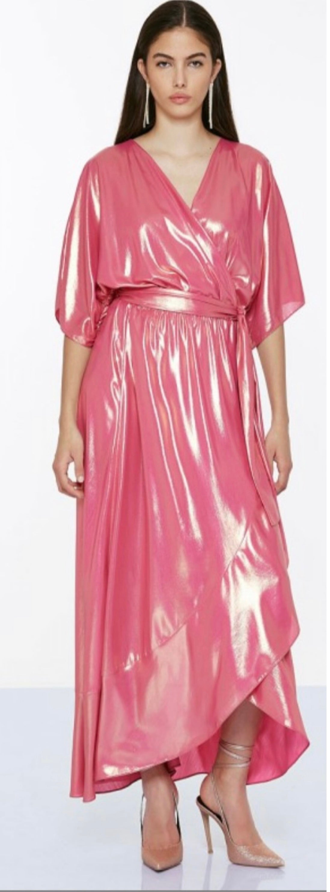 Access fashion shimmer soft fabric cross over dress