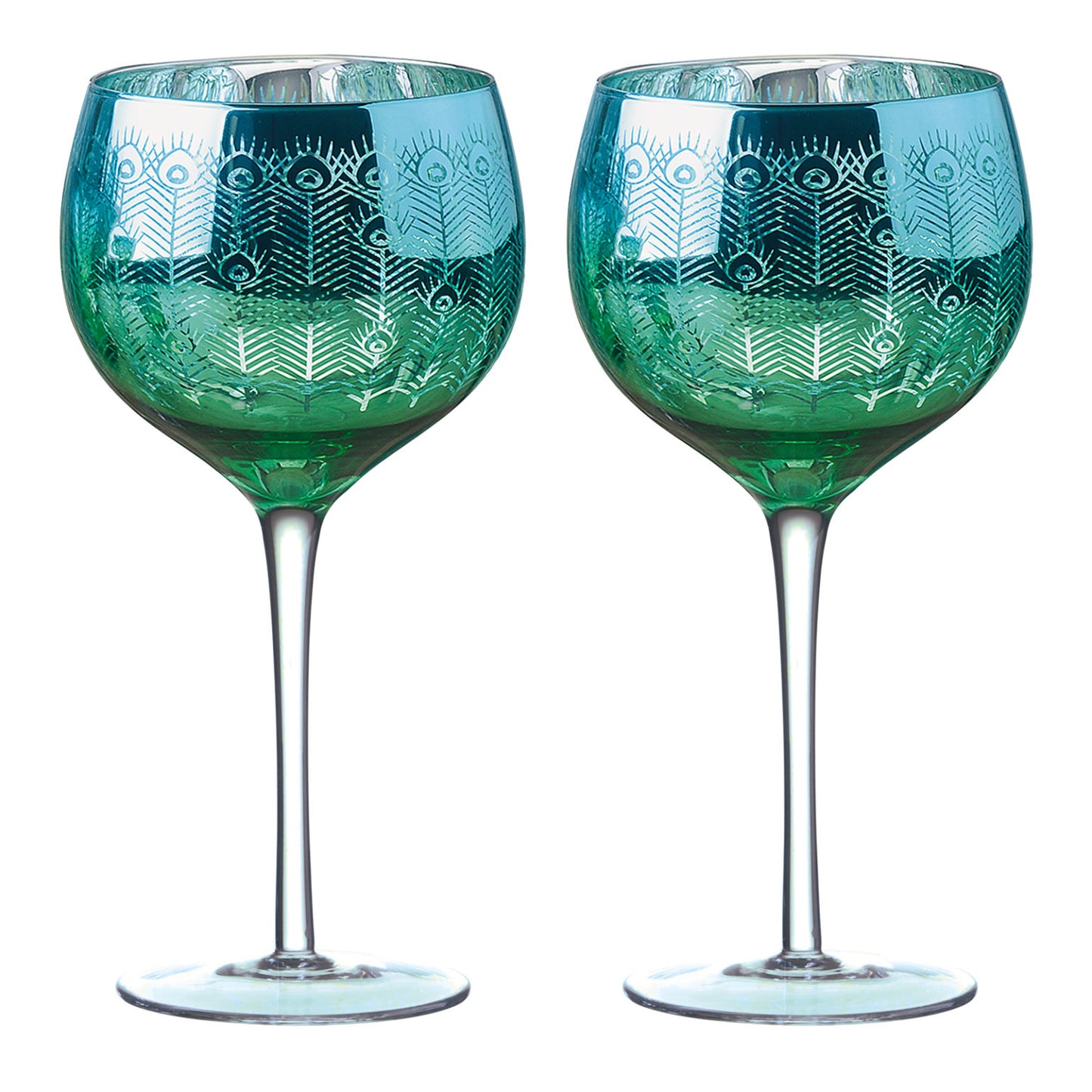 Peacock Gin Glasses - Boxed Set 2
