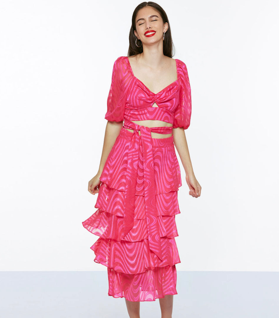 Access fashion midi skirt with ruffles