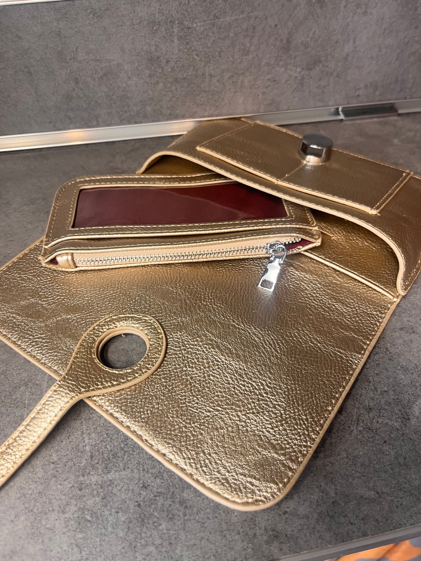 Silver Button Detail Fold-over Wallet