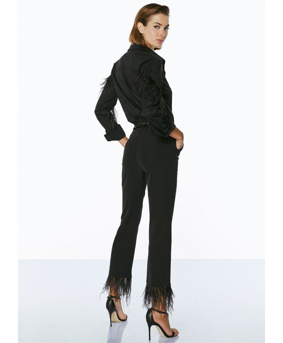 Access Fashion Feather Trim Trousers