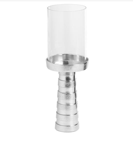 Cast Silver Medium Ribbed Candle Holder