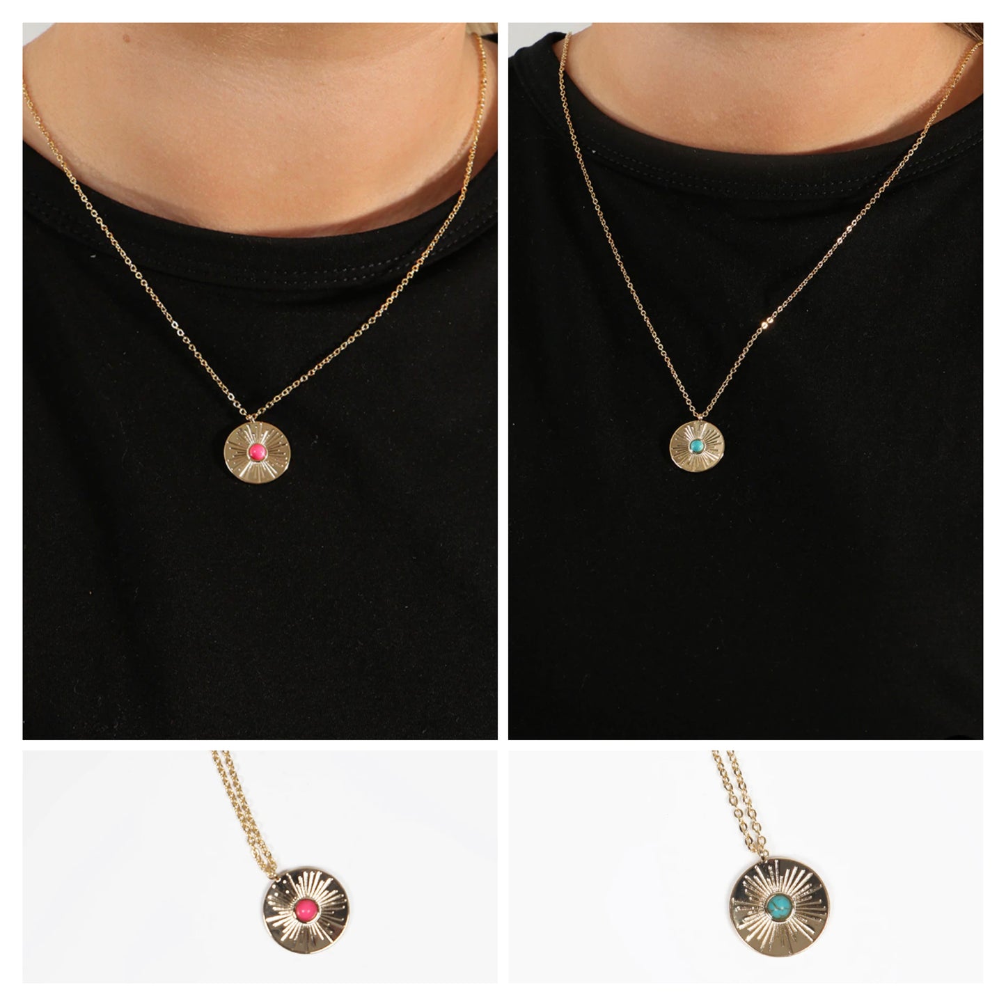 Short Coin Colour Stone Necklace