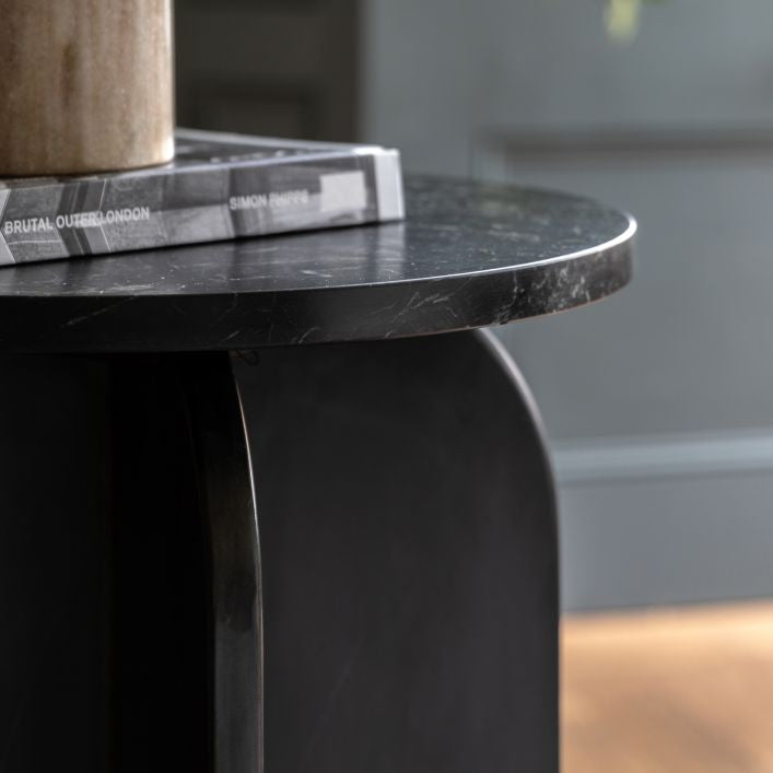 Remi Marble Side Table - Black Marble